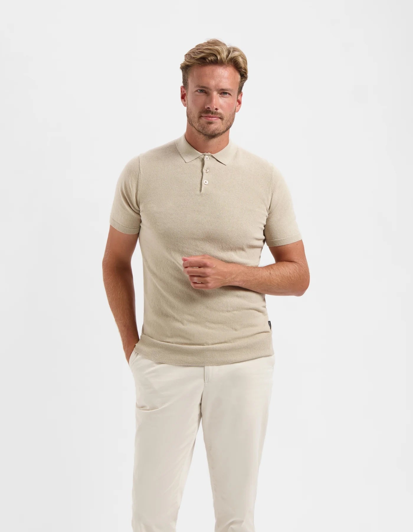 Polo VINCE korte mouw - sand