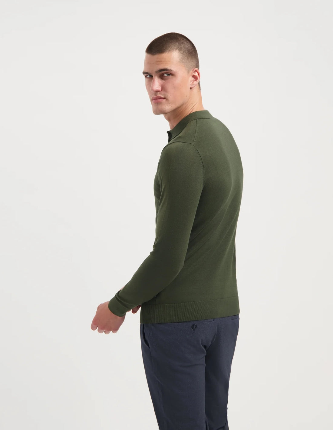 BEREND trui met polokraag - deep forest green