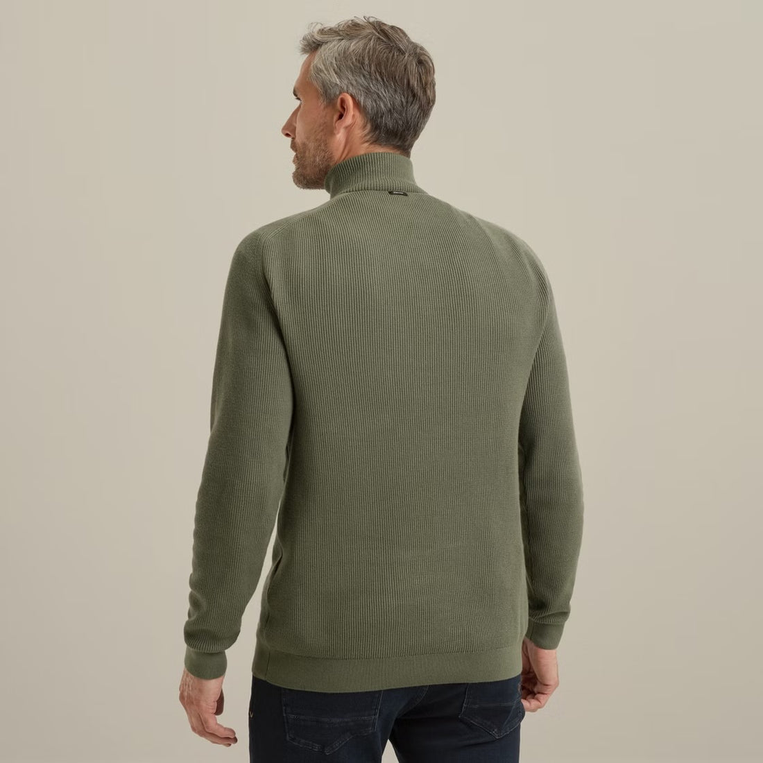 Trui met halve rits - groen