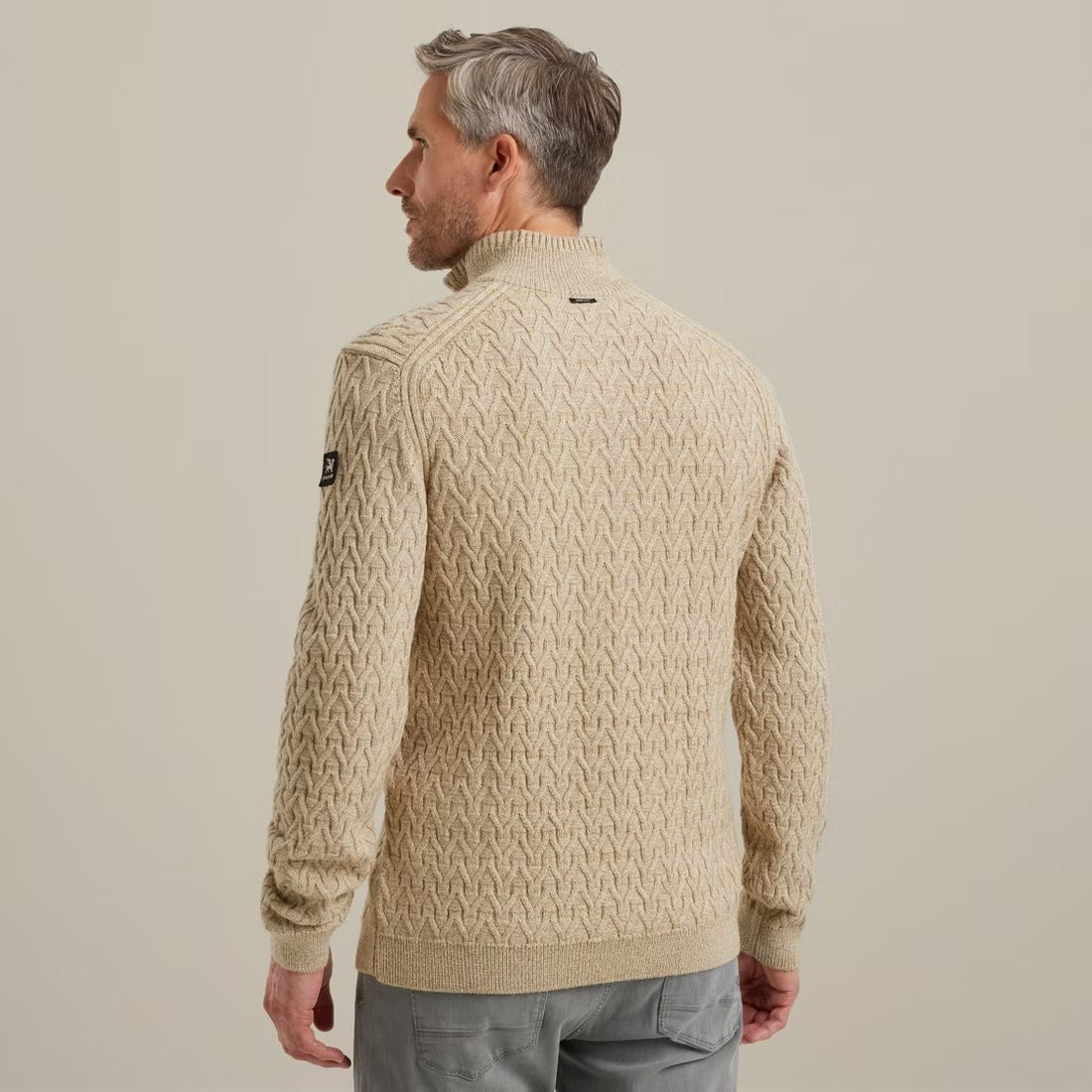 Trui met halve rits - beige