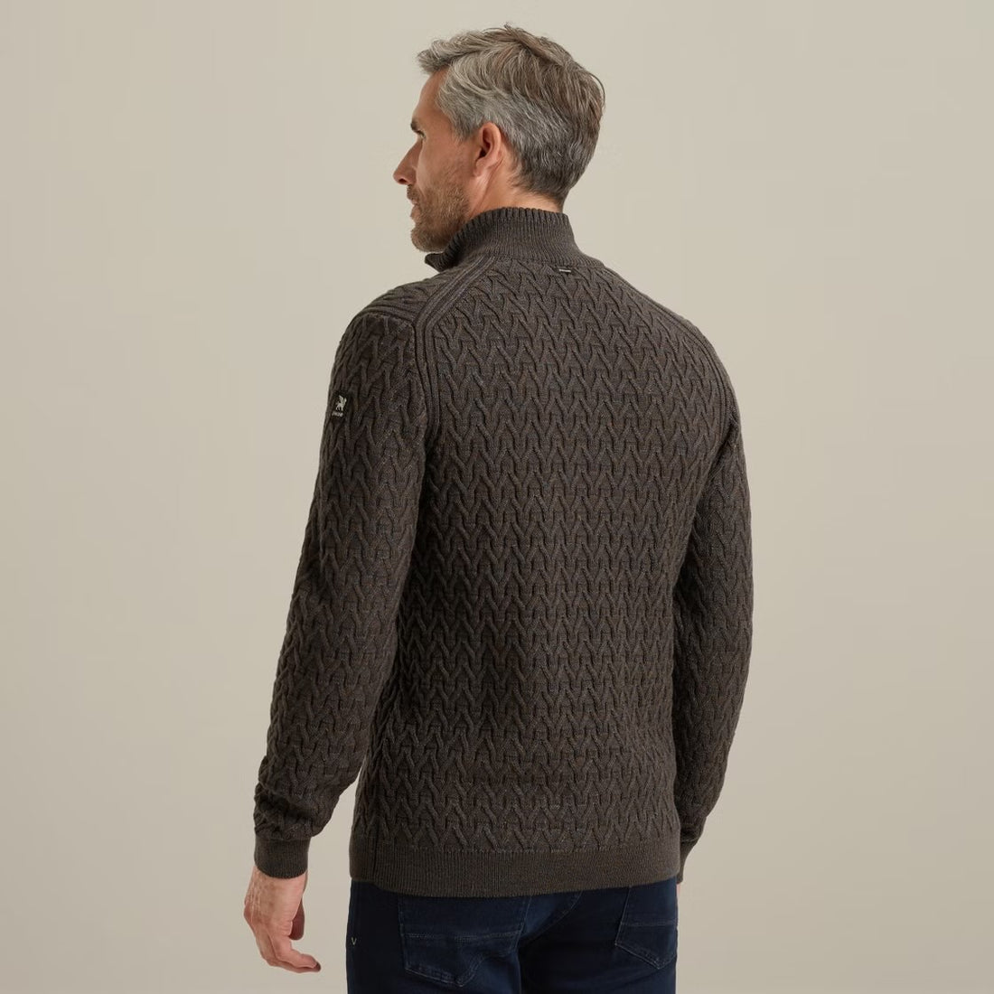 Trui met halve rits - bruin