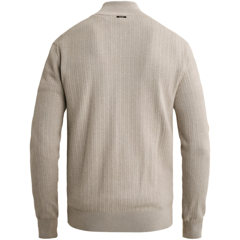 Trui met halve rits - beige/grijs