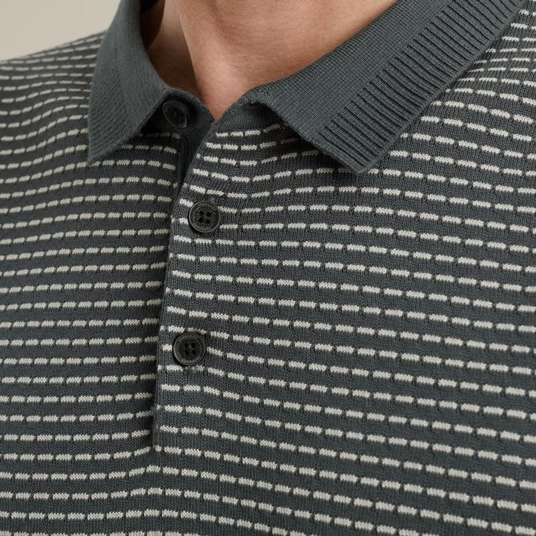 Polo met jacuardpatroon - grijs