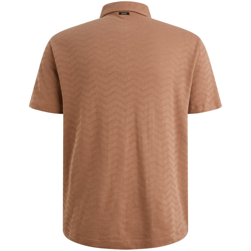 Polo met jacquardpatroon - bruin