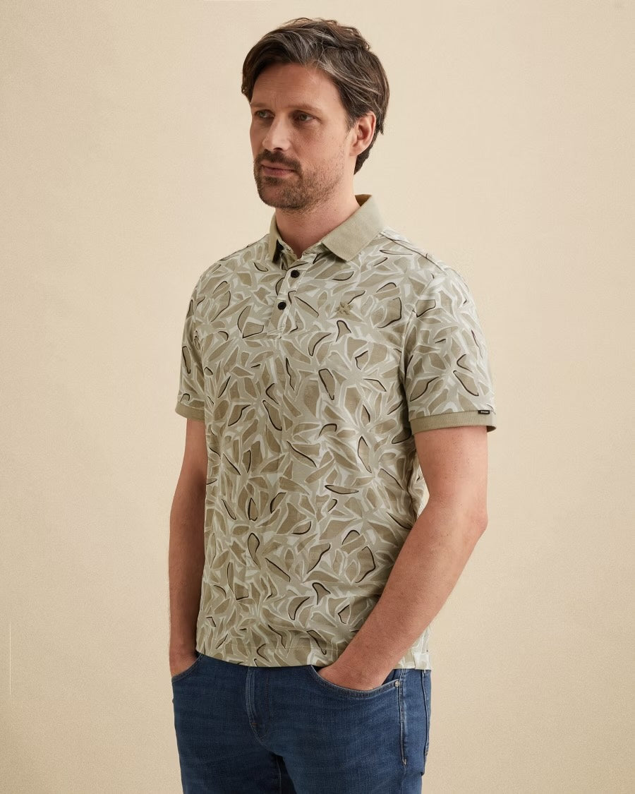 Polo met patroon - beige