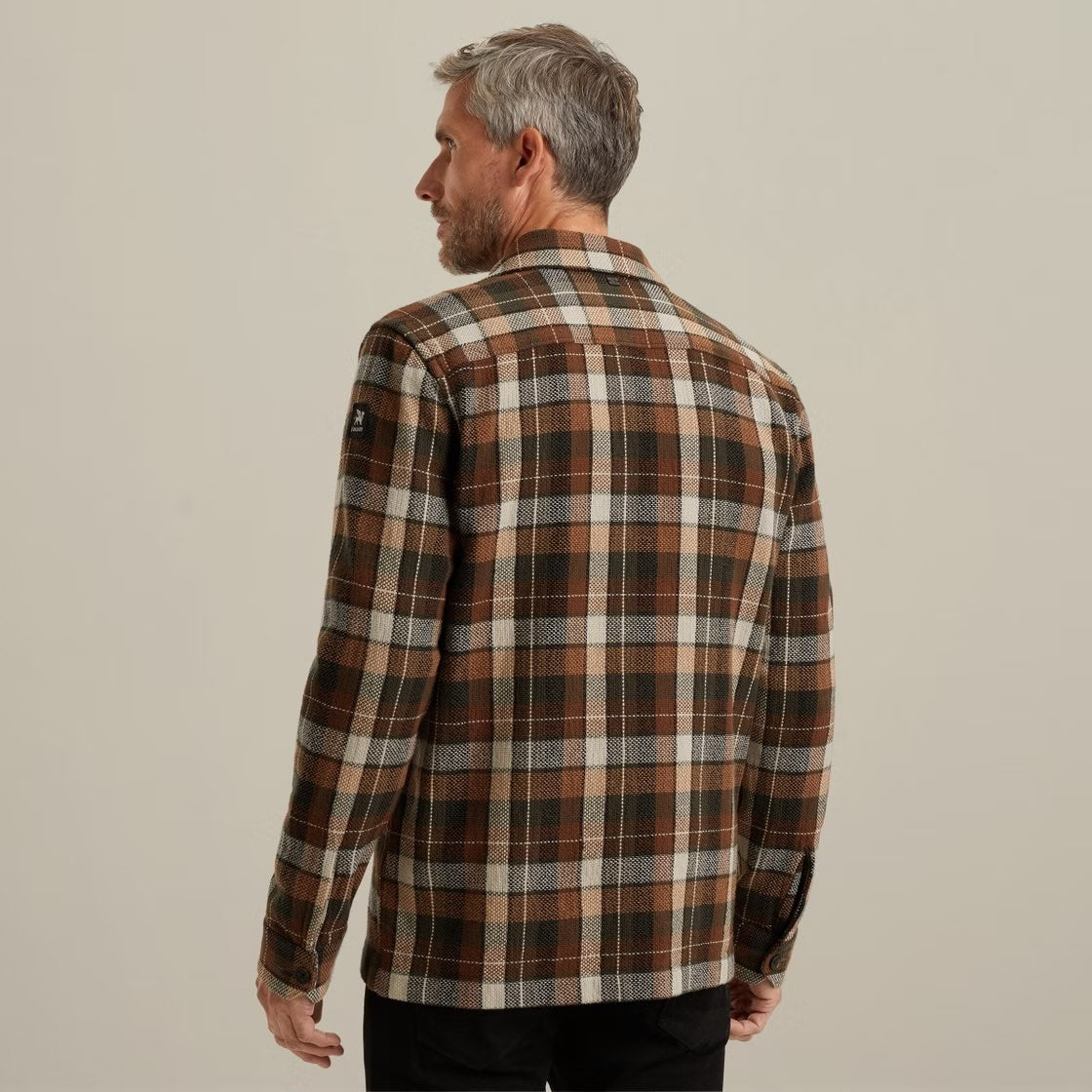 Overshirt geruit met knopen - bruin
