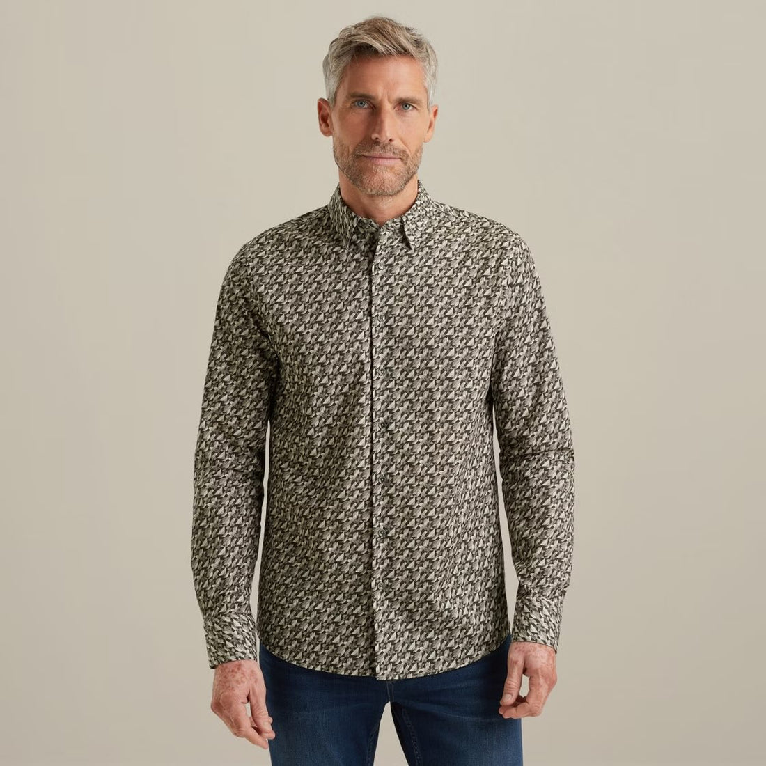 Overhemd met allover print - groen