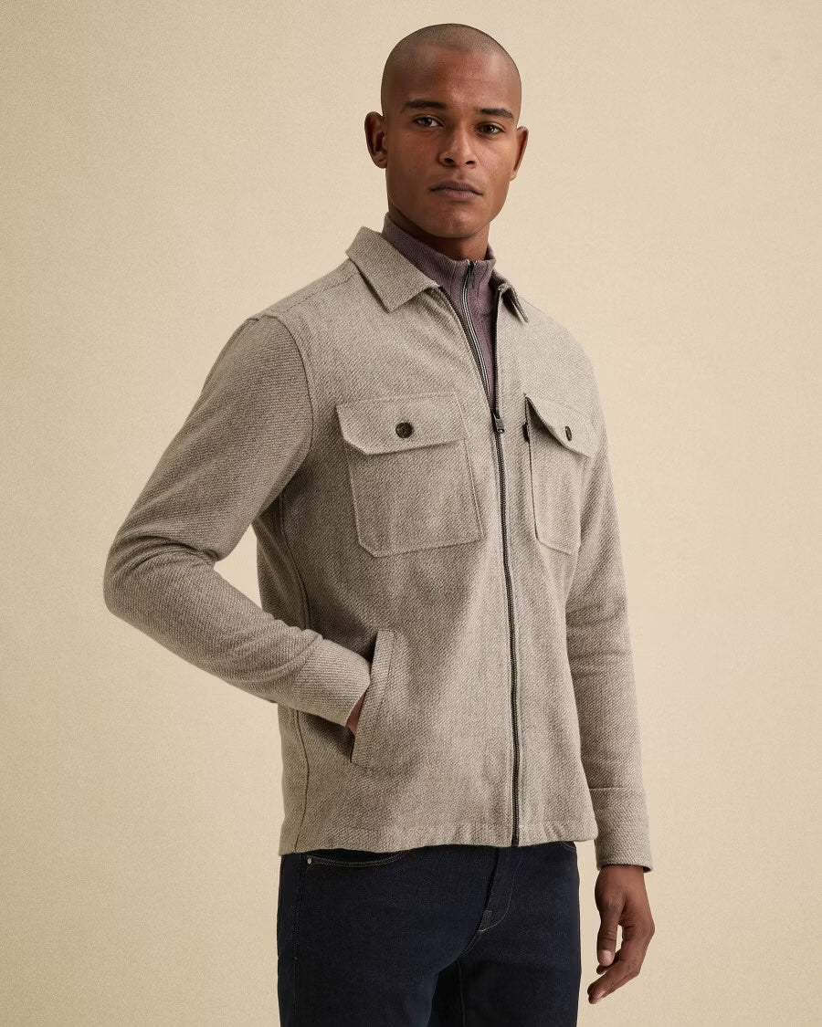 Overshirt met rits - beige