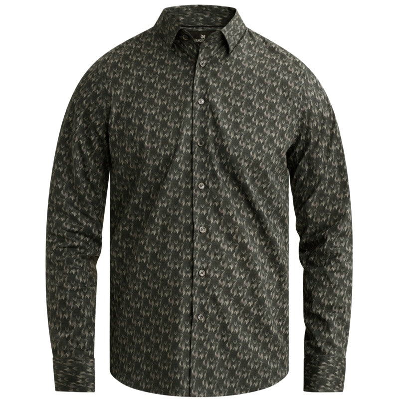 Overhemd buttondown met allover print - groen