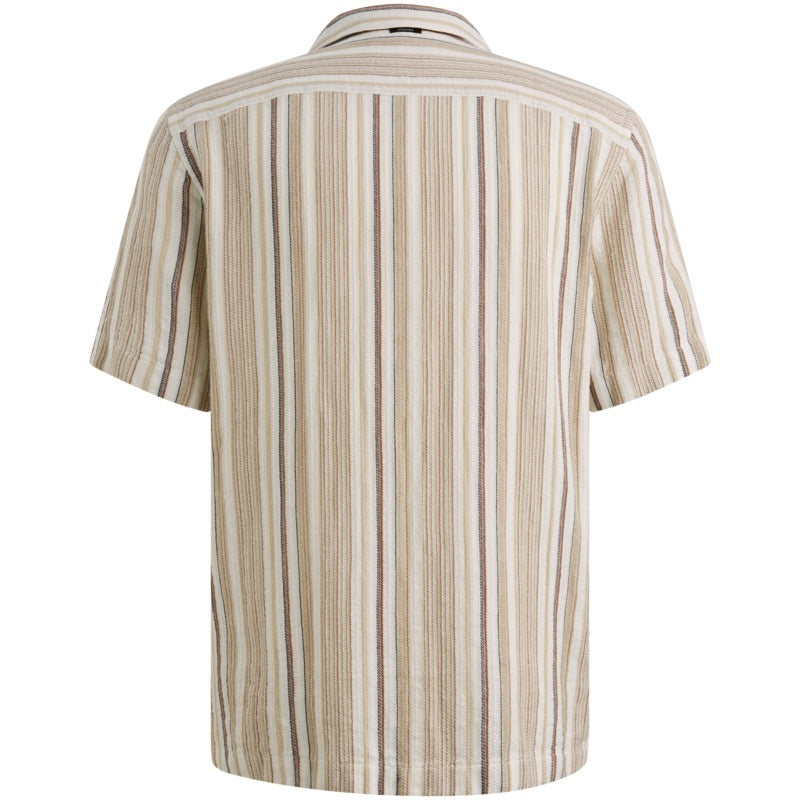 Overshirt gestreept met korte mouw - beige