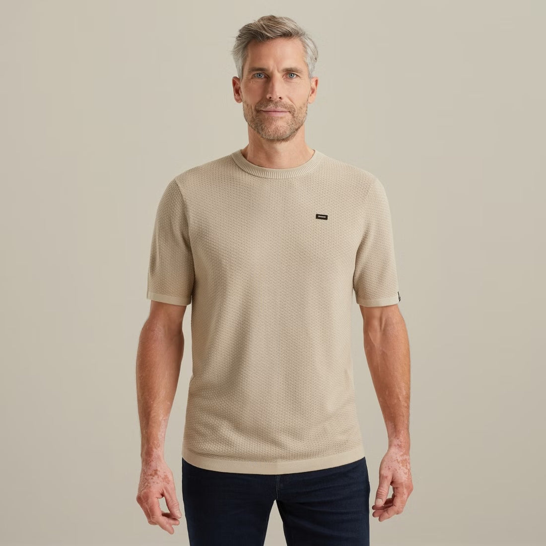 T-Shirt met structuur - beige