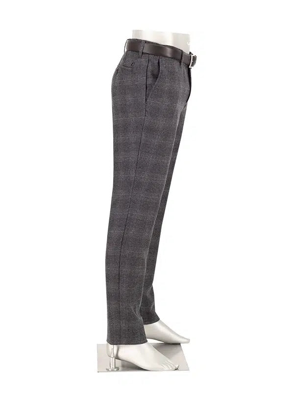 Chino Barista stretch ruitje - grijs