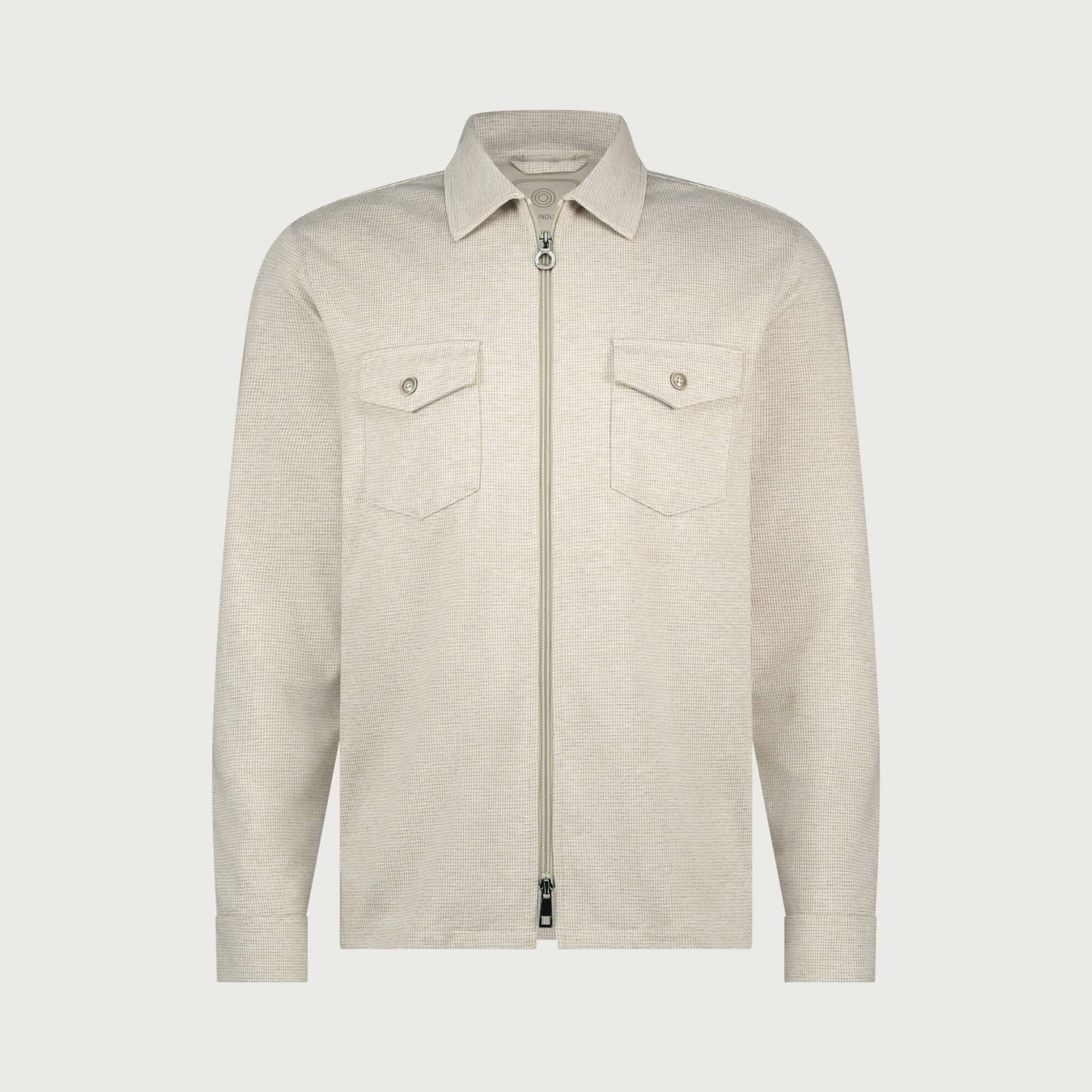Overshirt jersey met ritssluiting - beige
