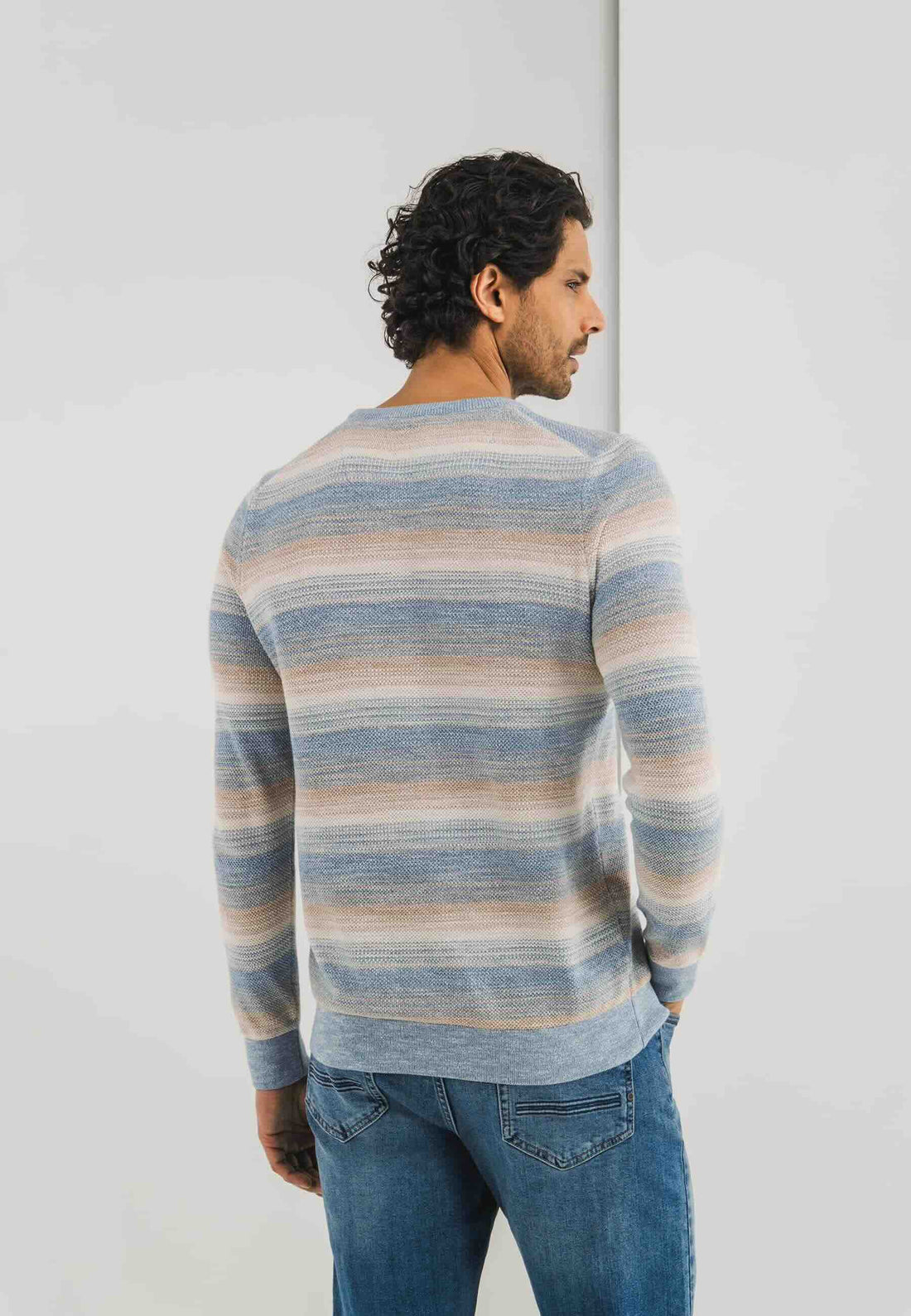 Trui ronde hals - blauw beige