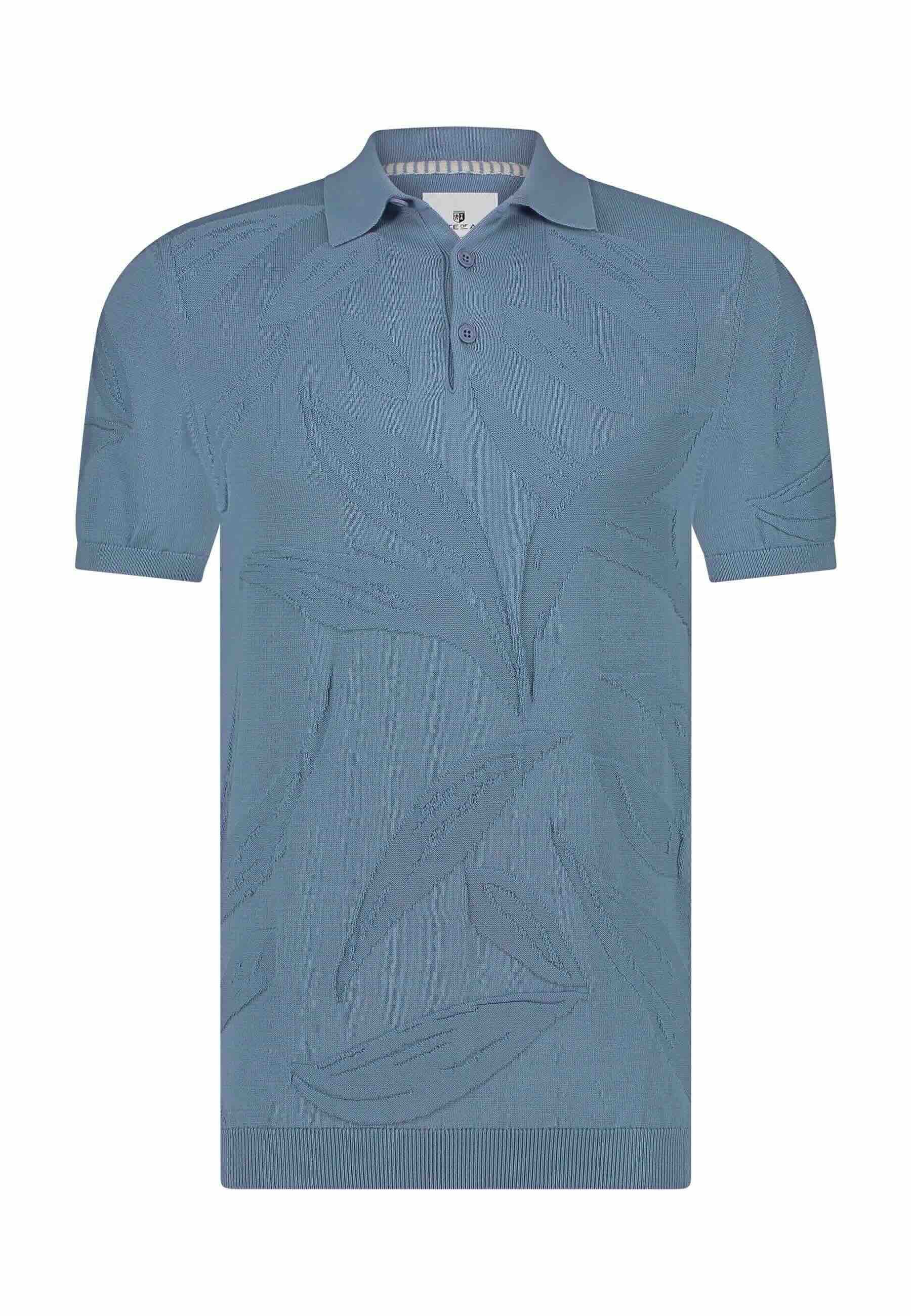 Polo structuurgebreid - blauw