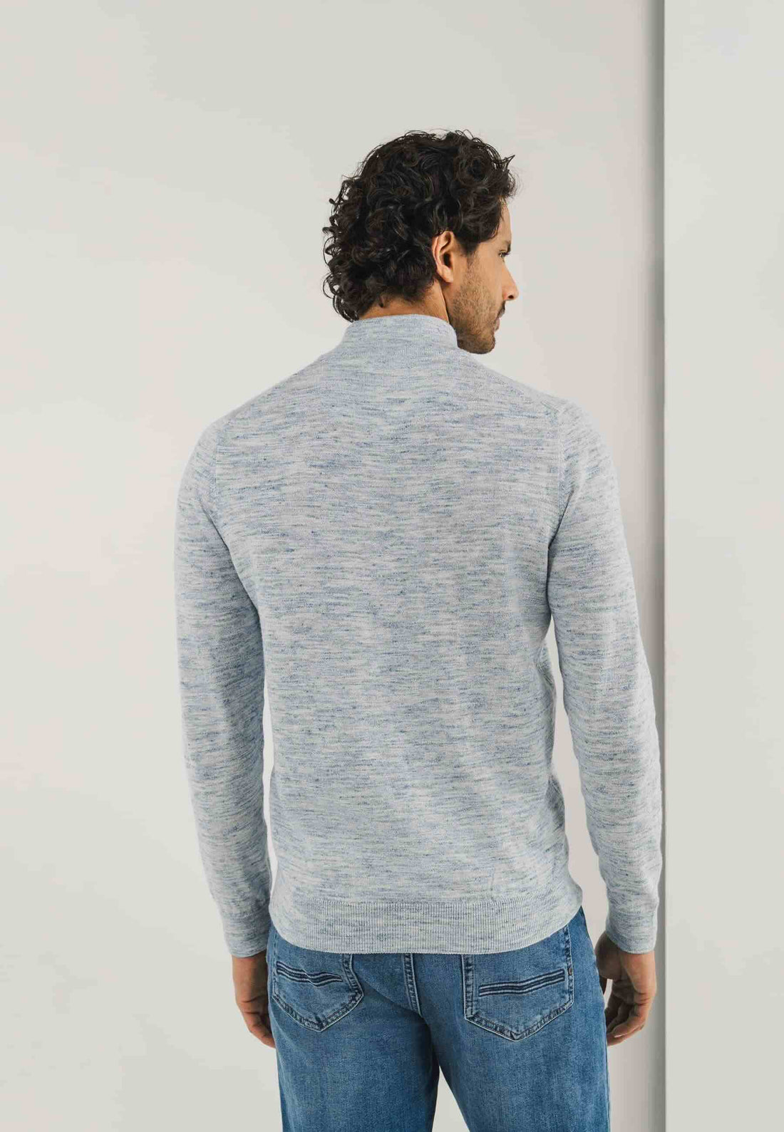 Trui met halve rits - blauw