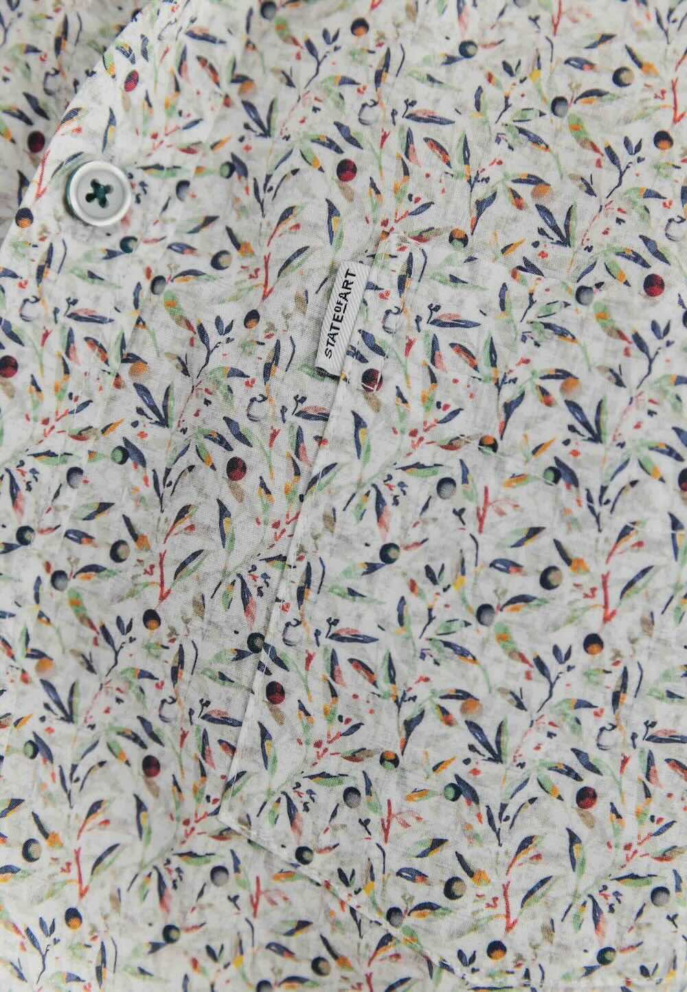 Overhemd korte mouw all-over print - wit/groen