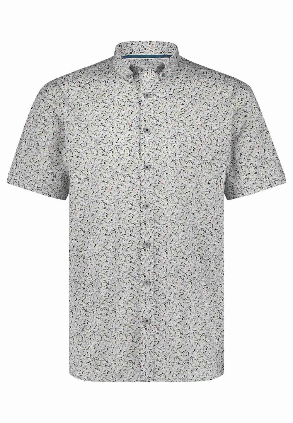 Overhemd korte mouw all-over print - wit/groen