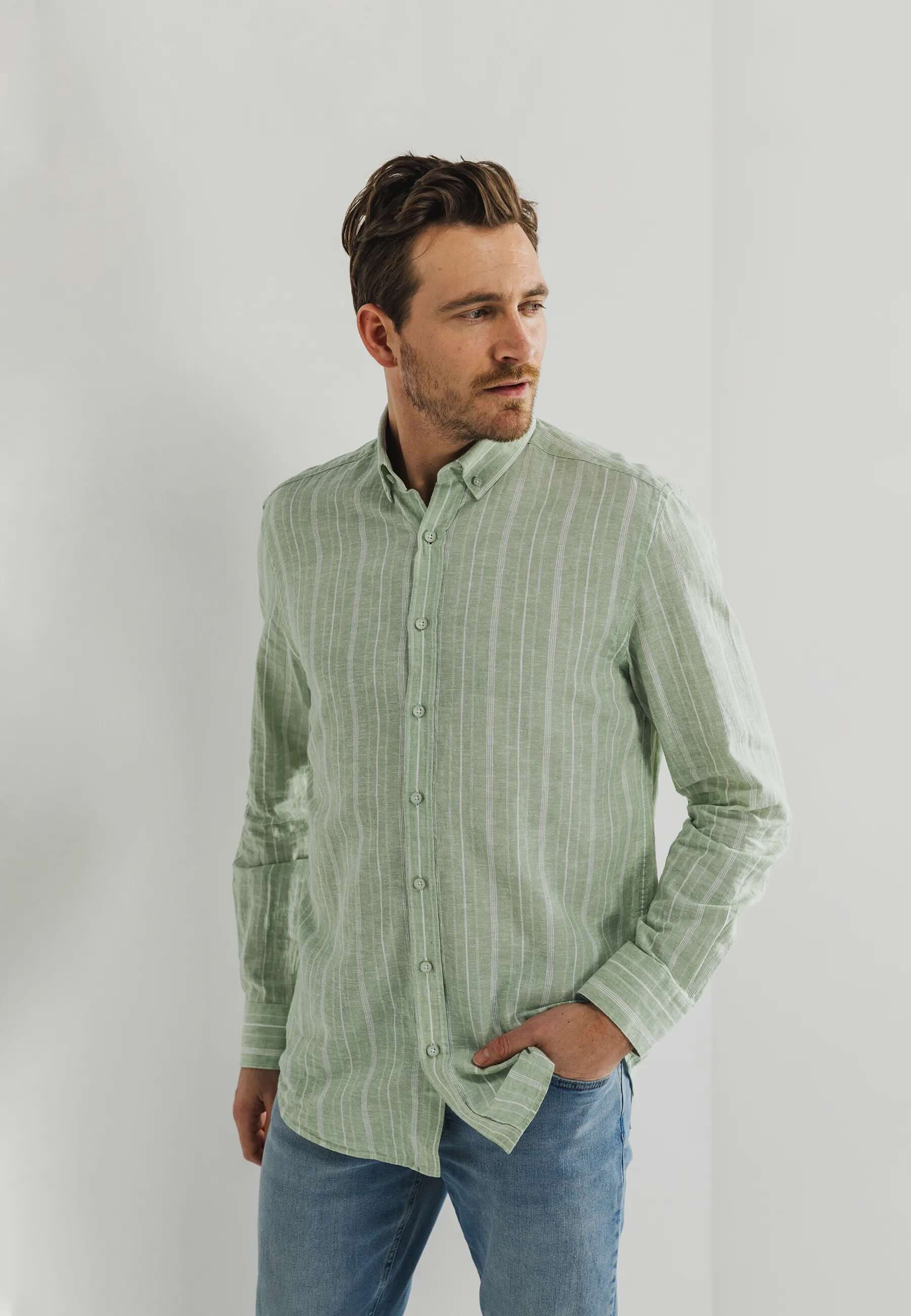 Overhemd streep - groen