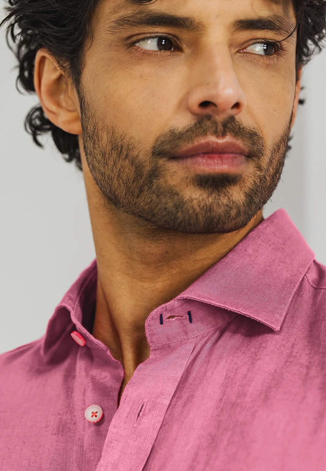 Overhemd van hoogwaardig linnen - flamingo roze