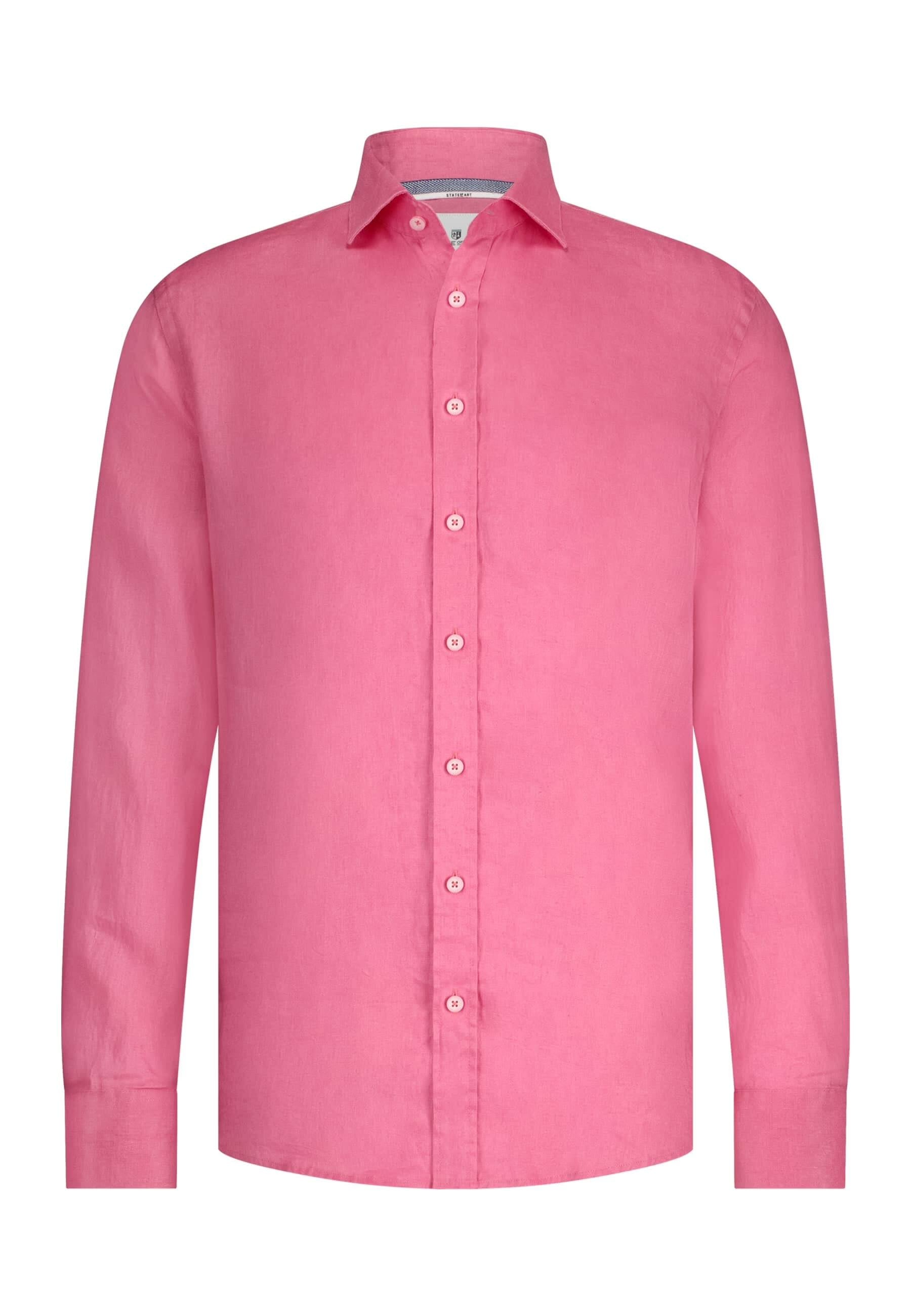Overhemd van hoogwaardig linnen - flamingo roze