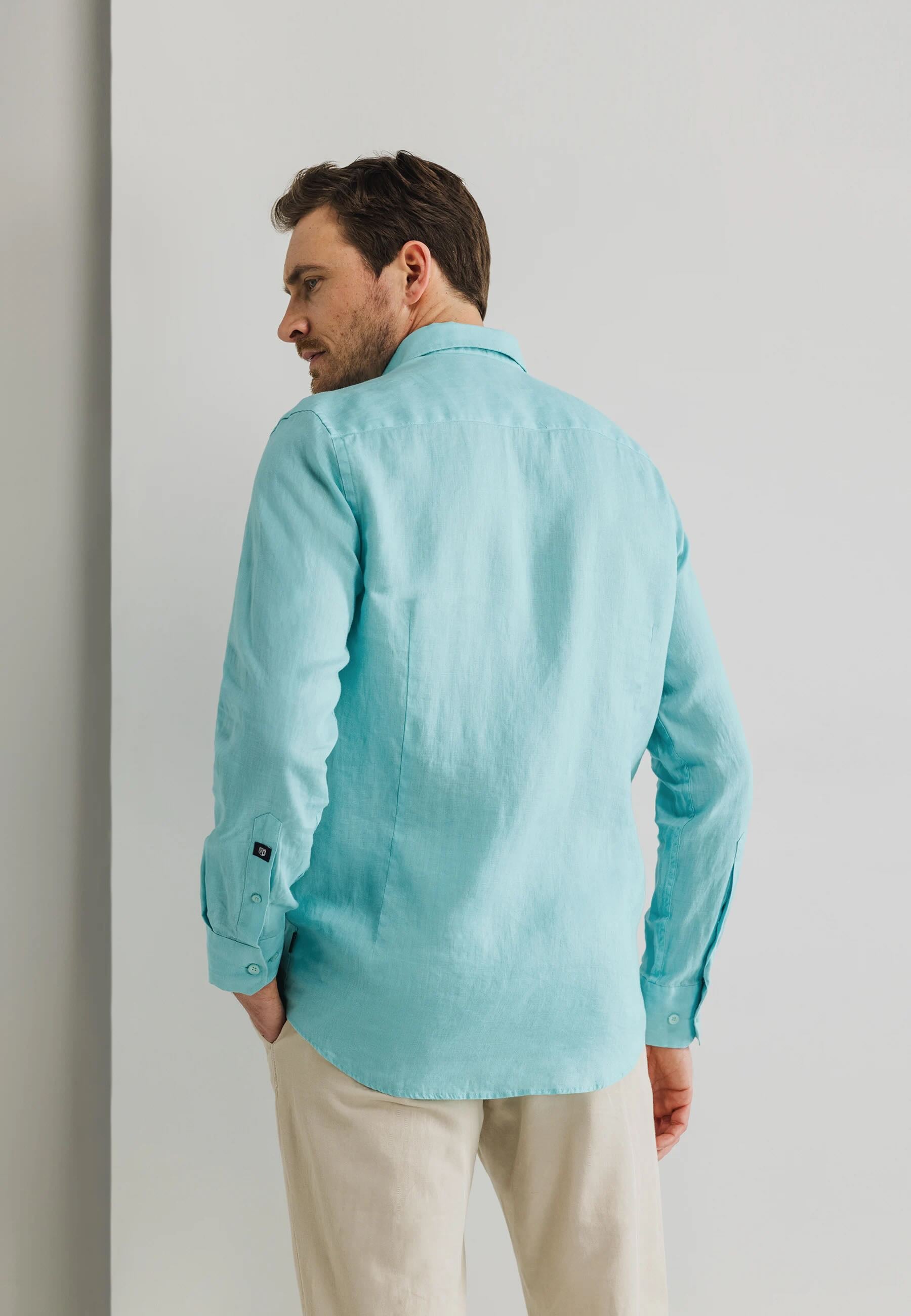 Overhemd van hoogwaardig linnen - mintblauw