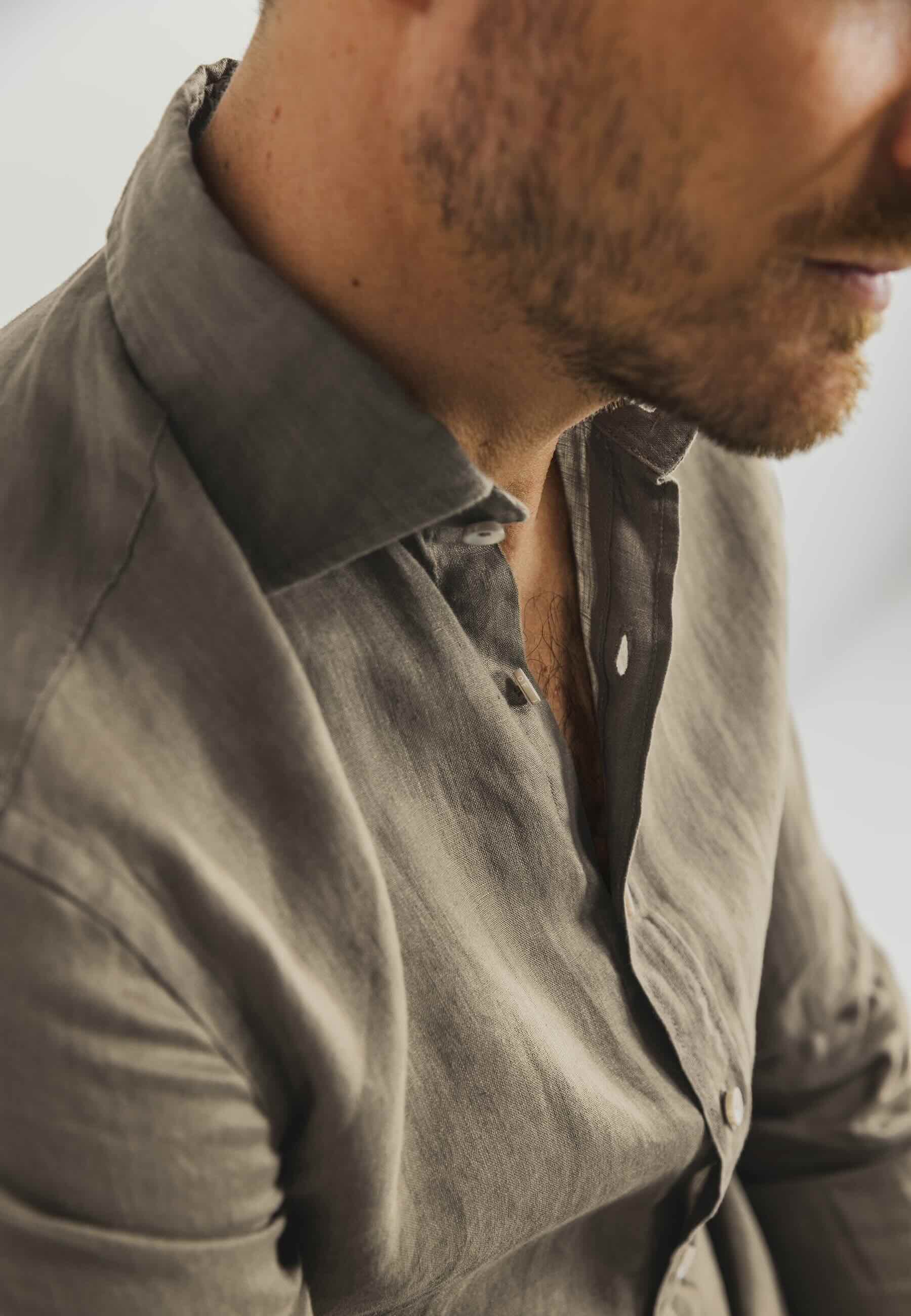 Overhemd van hoogwaardig linnen - bruin