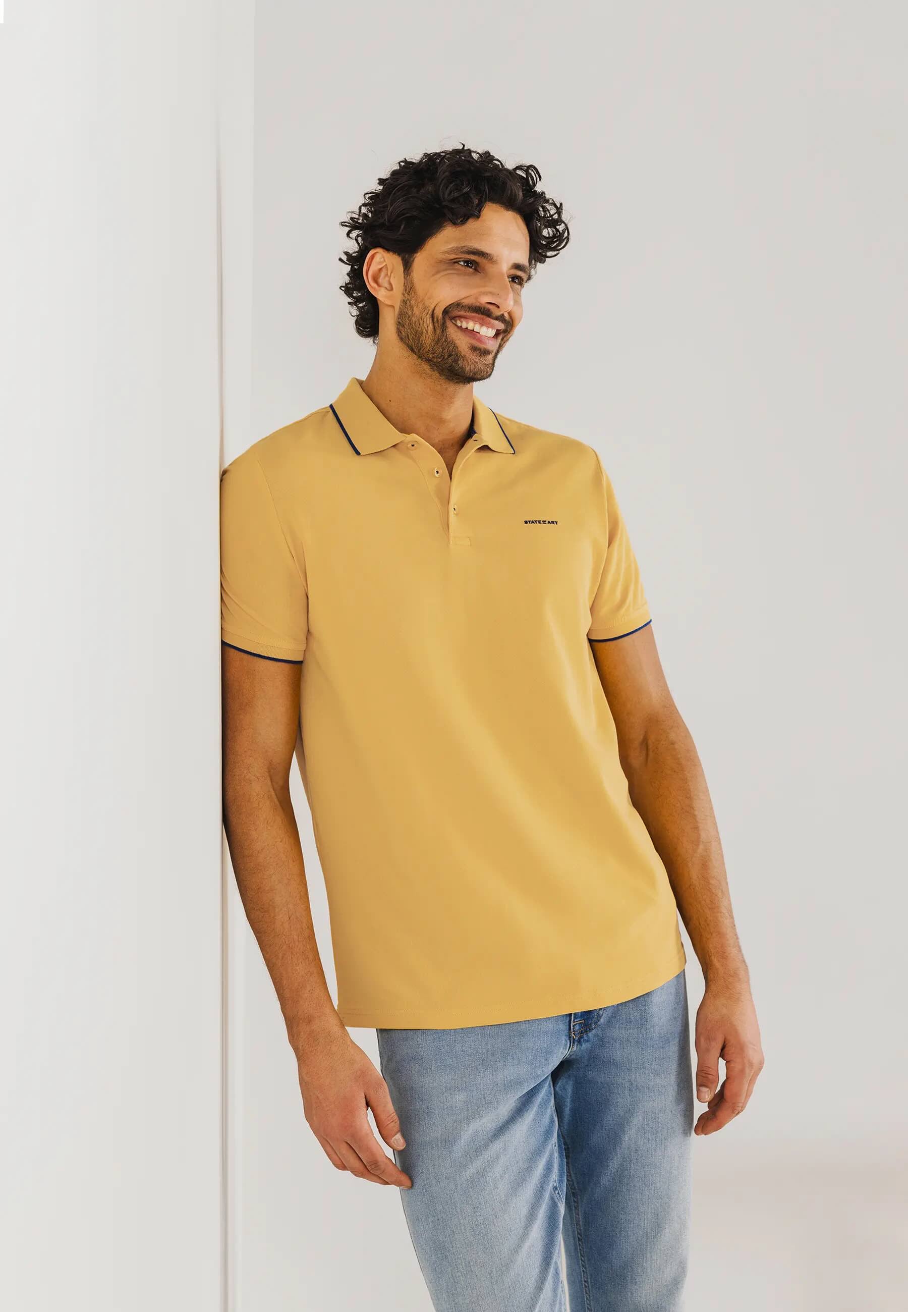 Polo piqué uni - geel