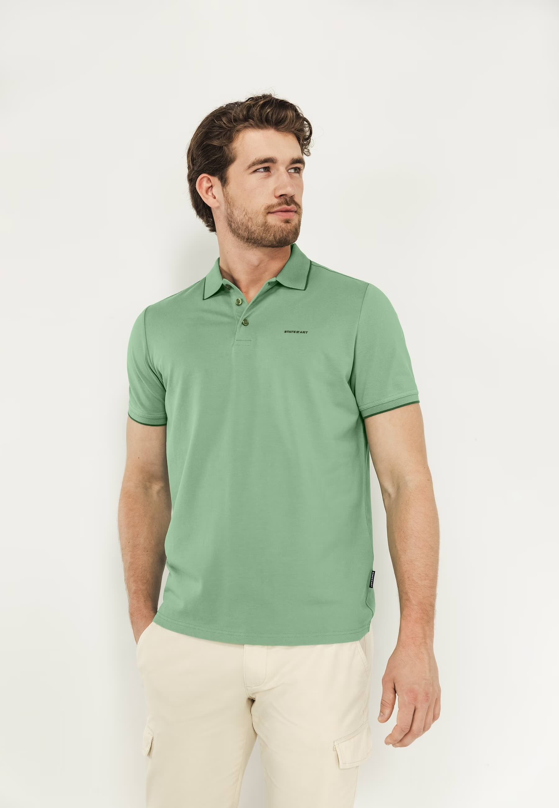 Polo piqué uni - bladgroen