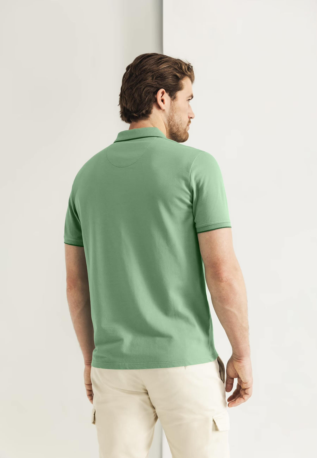 Polo piqué uni - bladgroen