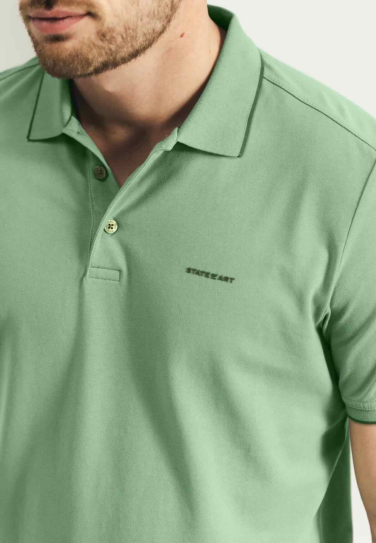 Polo piqué uni - bladgroen