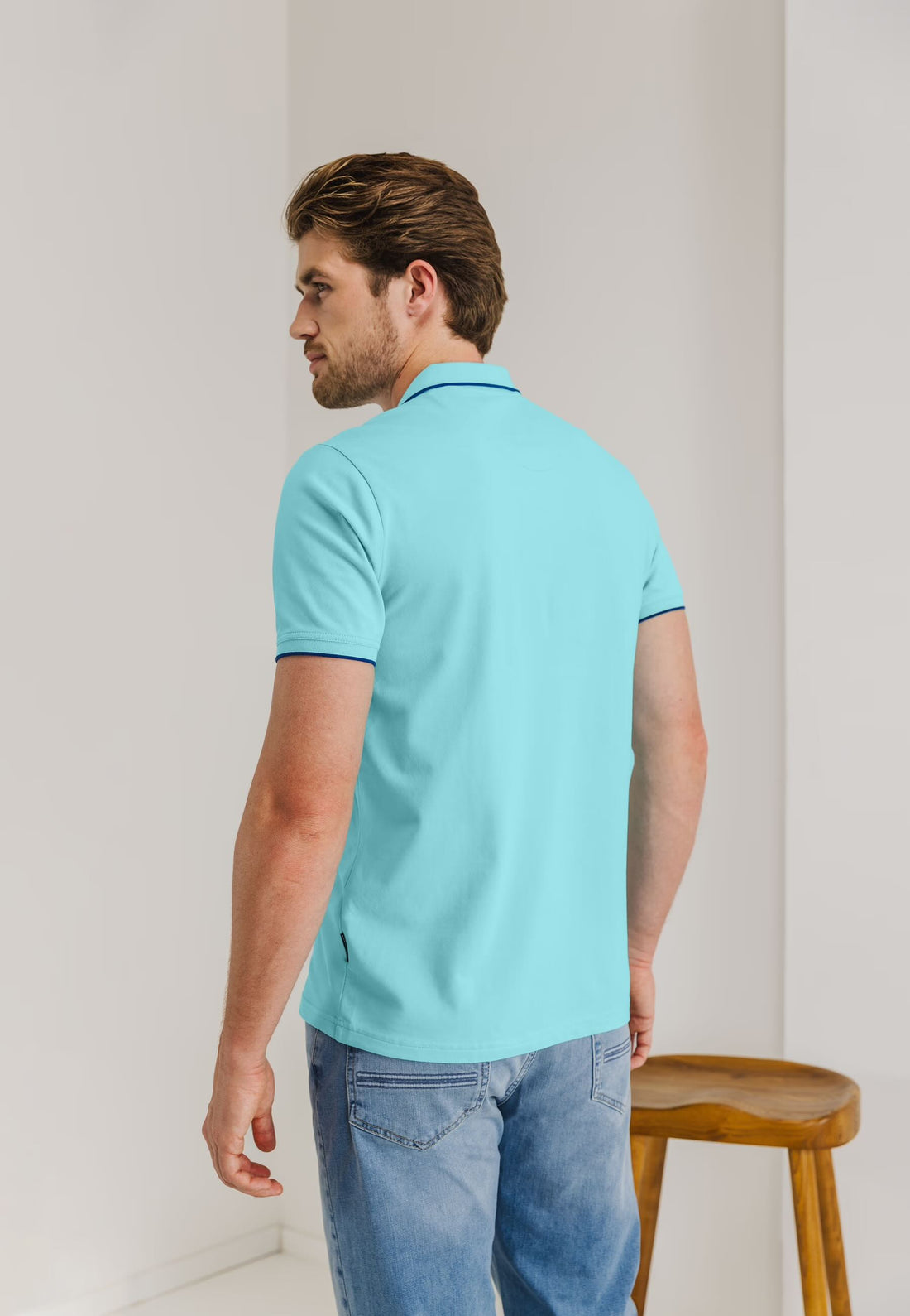 Polo piqué uni - mintblauw