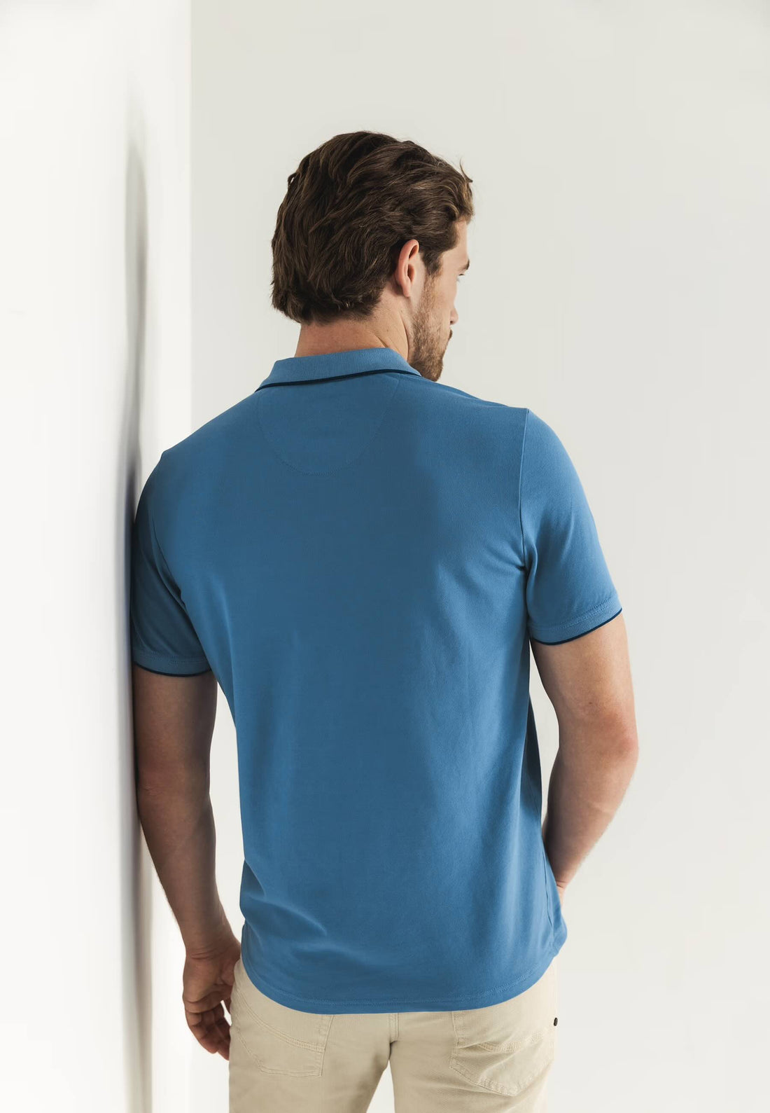 Polo piqué uni - grijsblauw