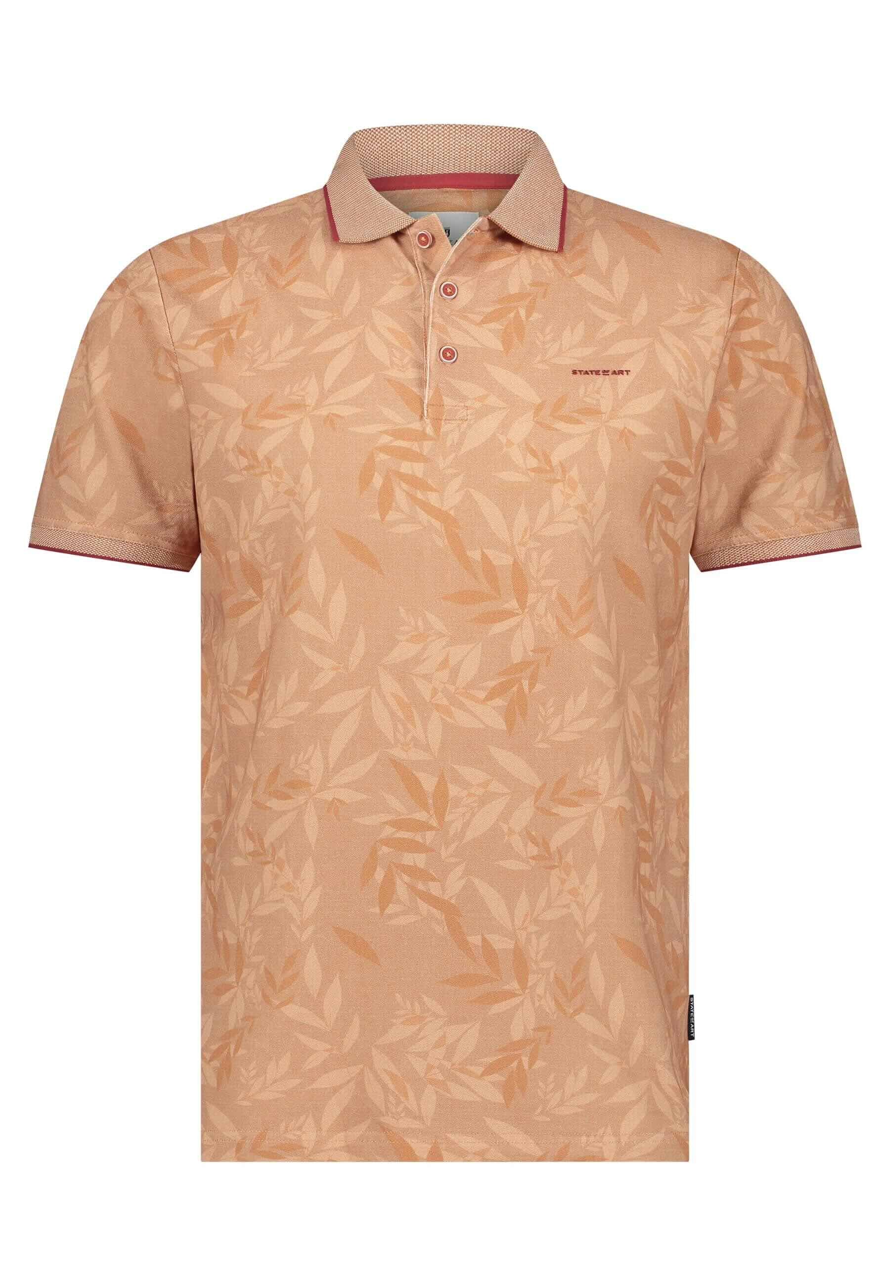 Polo botanische print - mango/brique