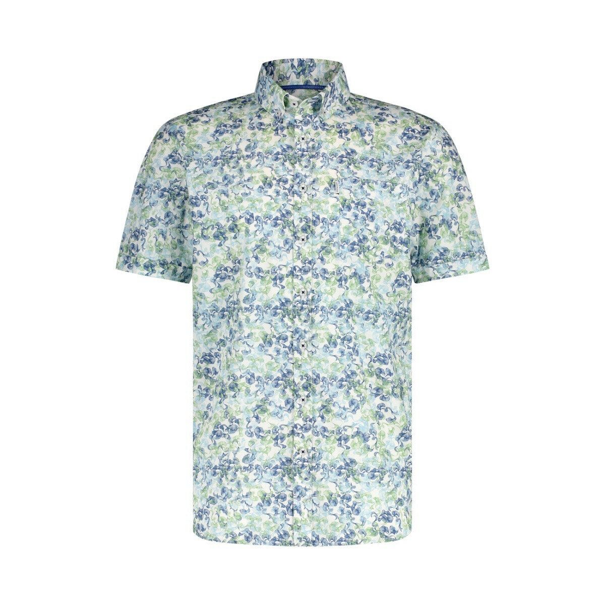 Overhemd met borstzak - wit/groen/blauw