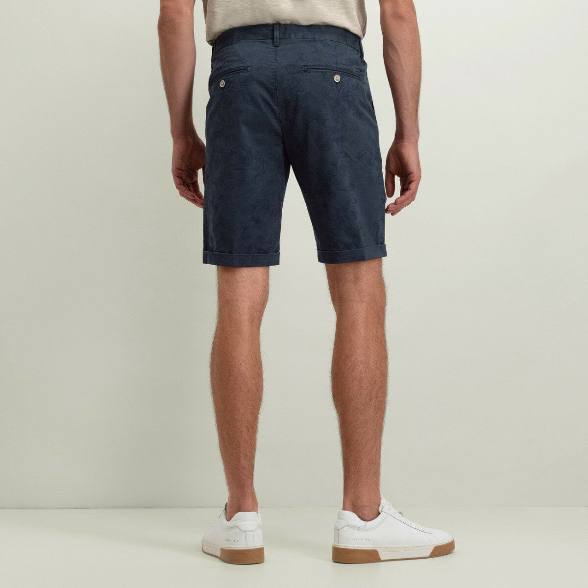 Short chino print - blauw