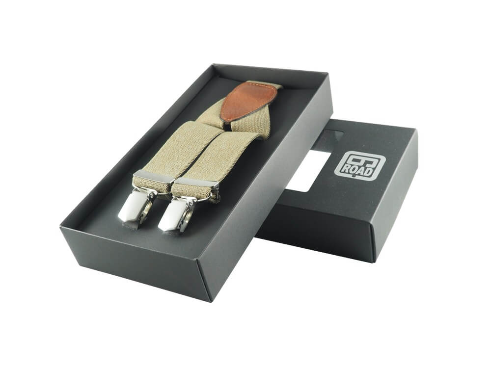 Bretels jeans katoen stretch beige