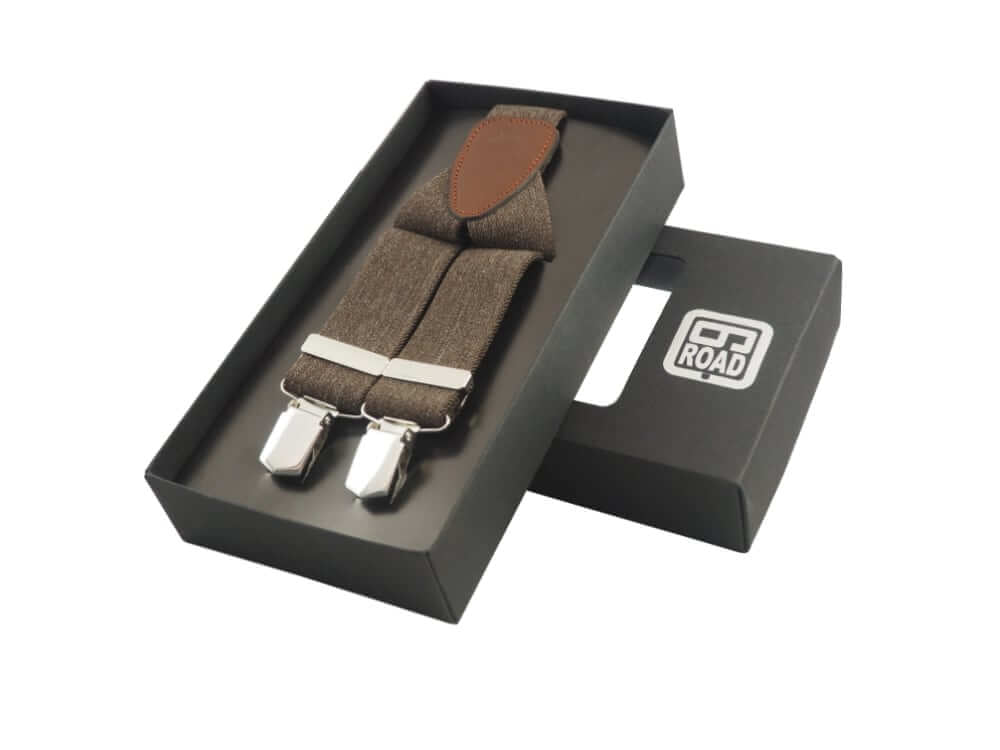 Bretels jeans katoen stretch donkerbruin