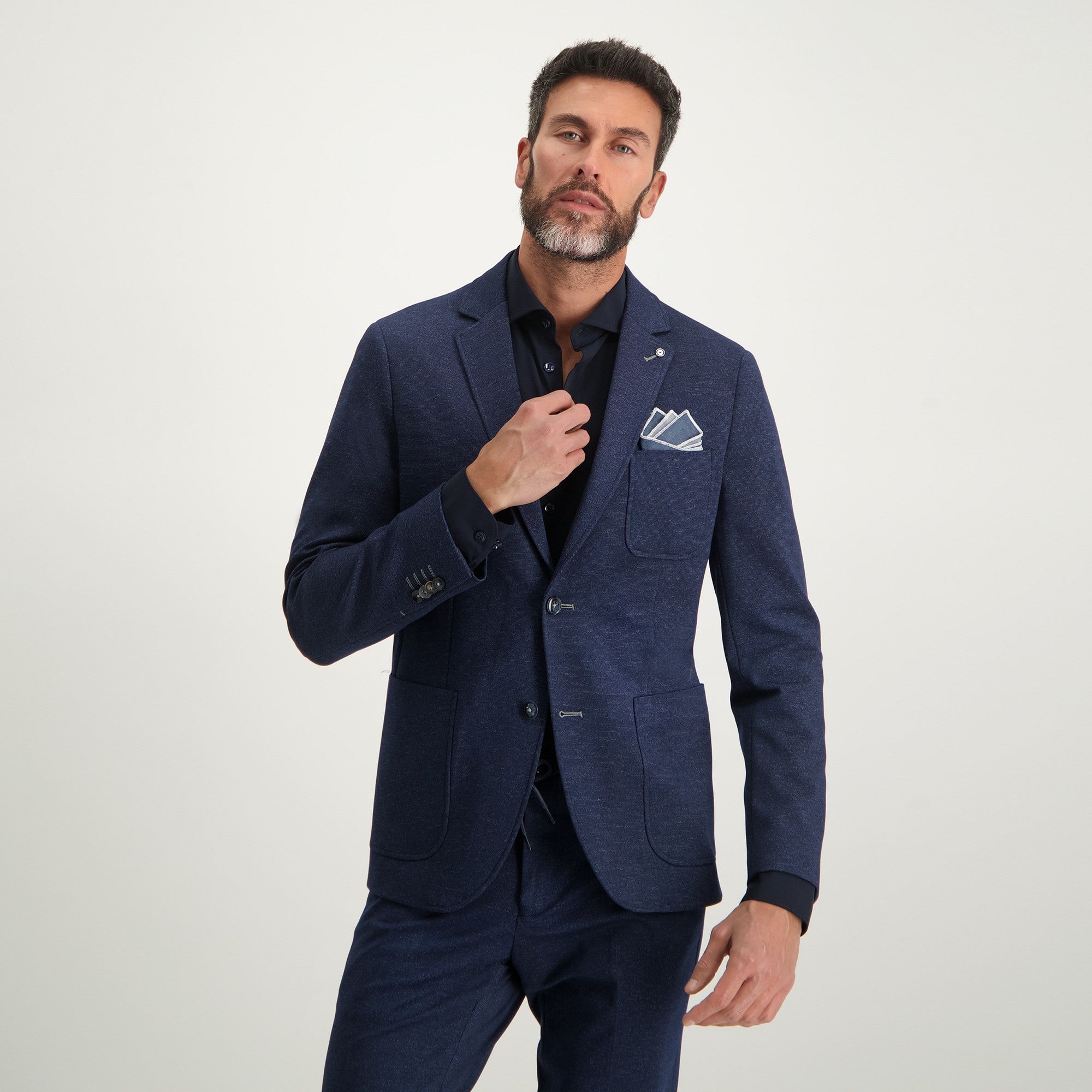 Colbert jersey middenblauw