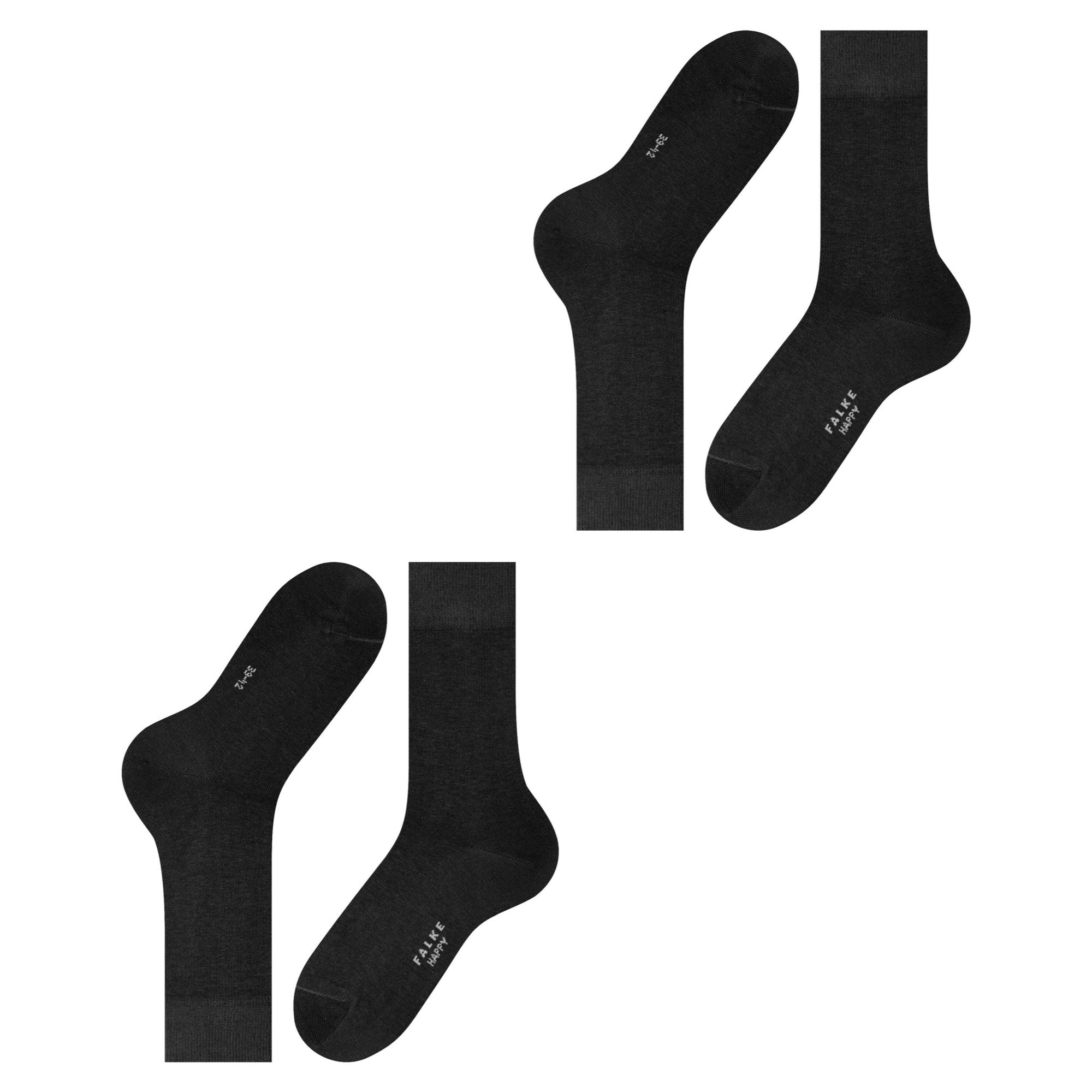 Sokken happy 2-pack black