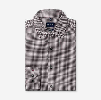 Overhemd ruitje Modern Fit Luxor 24/7 - bordeauxrood