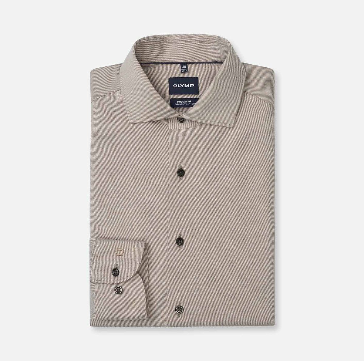 Overhemd Modern Fit Japanese Knitted -beige