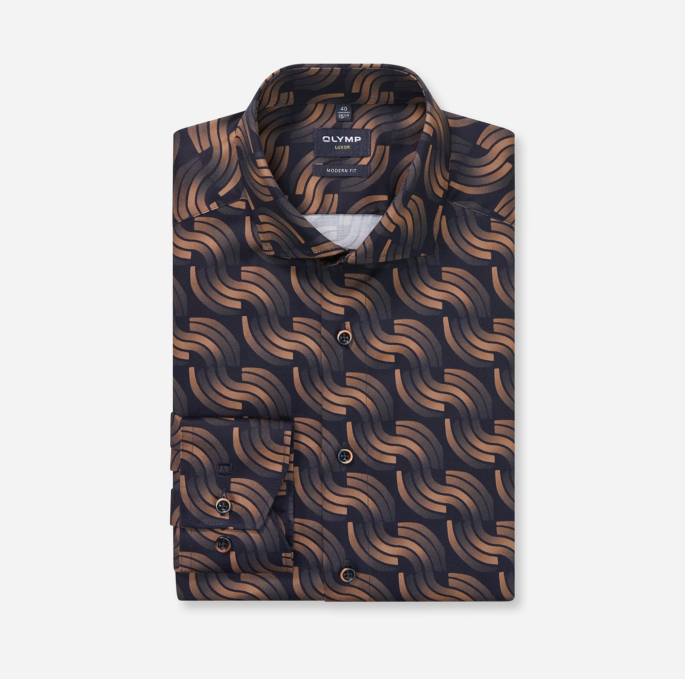 Overhemd Modern Fit Luxor strijkvrij - blauw/khaki