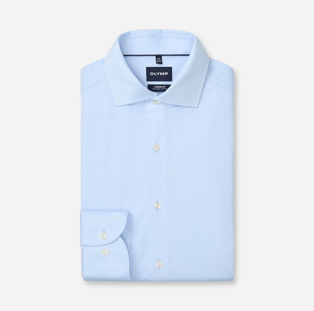 Overhemd Modern Fit Japanese Knitted - lichtblauw