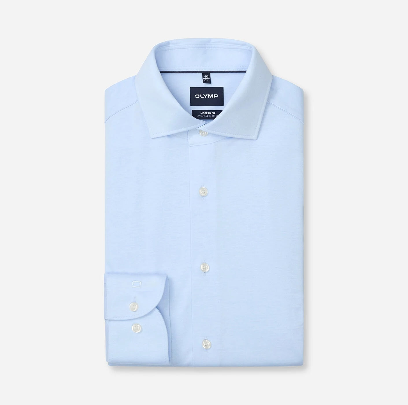 Overhemd Modern Fit Japanese Knitted - lichtblauw