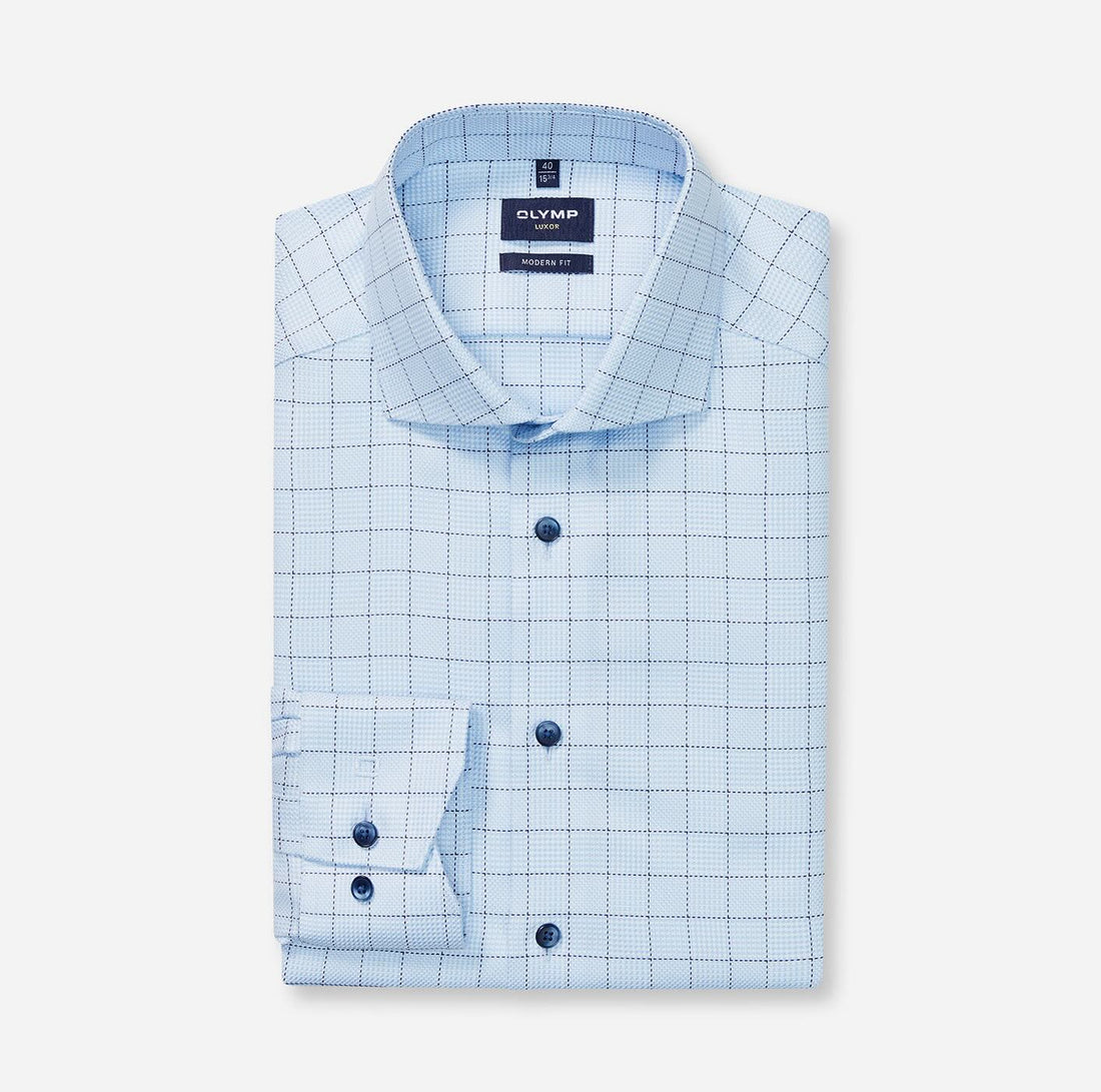 Overhemd Modern Fit Luxor strijkvrij - blauw