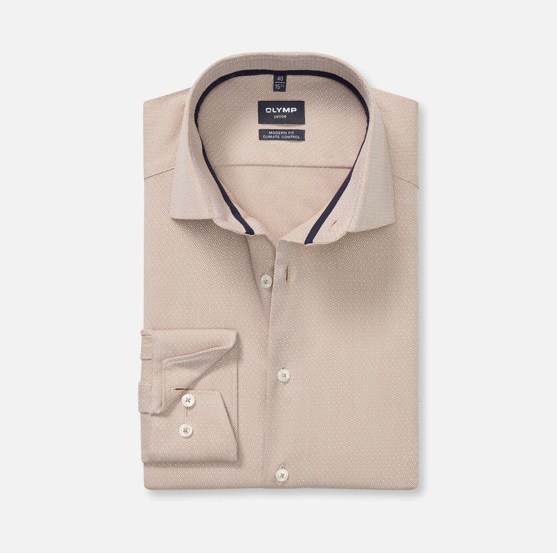 Overhemd Modern Fit Luxor strijkvrij - beige