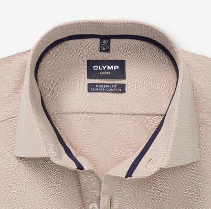 Overhemd Modern Fit Luxor strijkvrij - beige