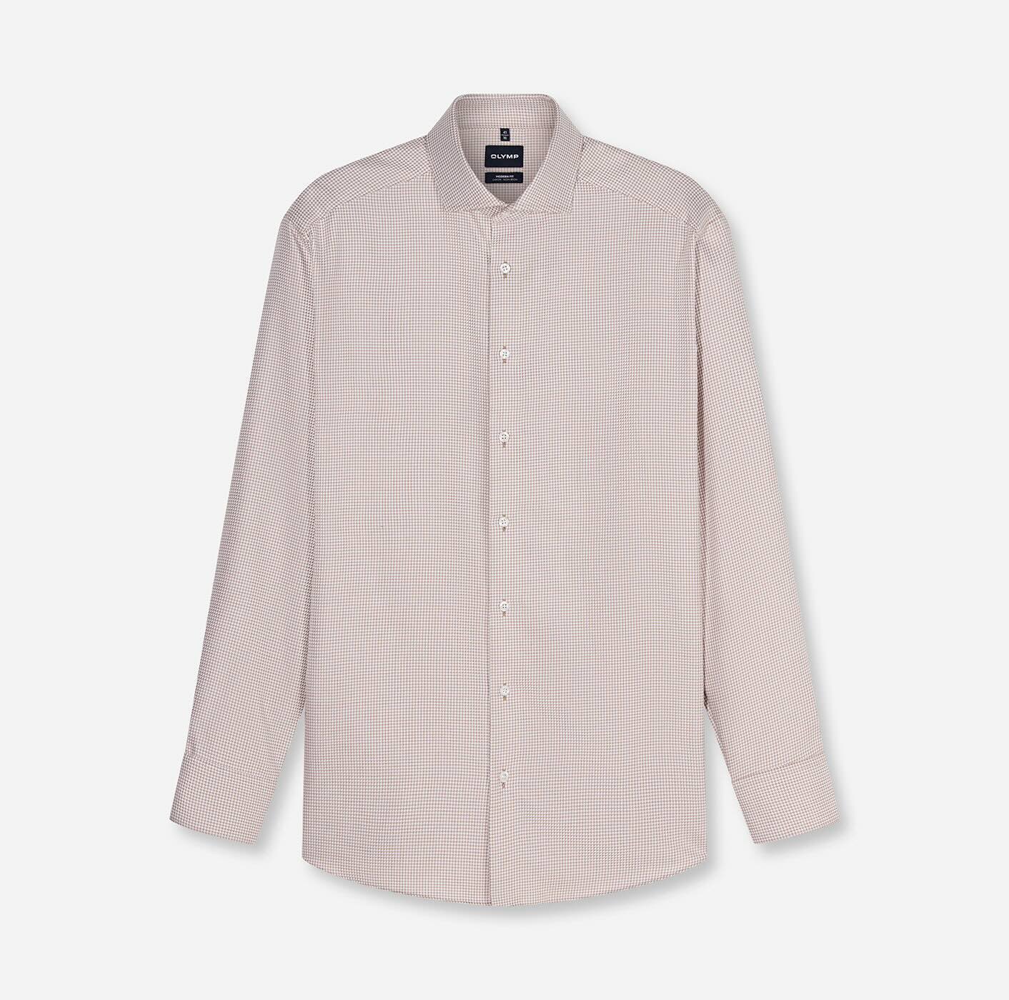 Overhemd Modern Fit Luxor strijkvrij - beige