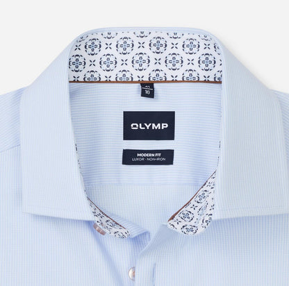 Overhemd Modern Fit luxor strijkvrij - lichtblauw